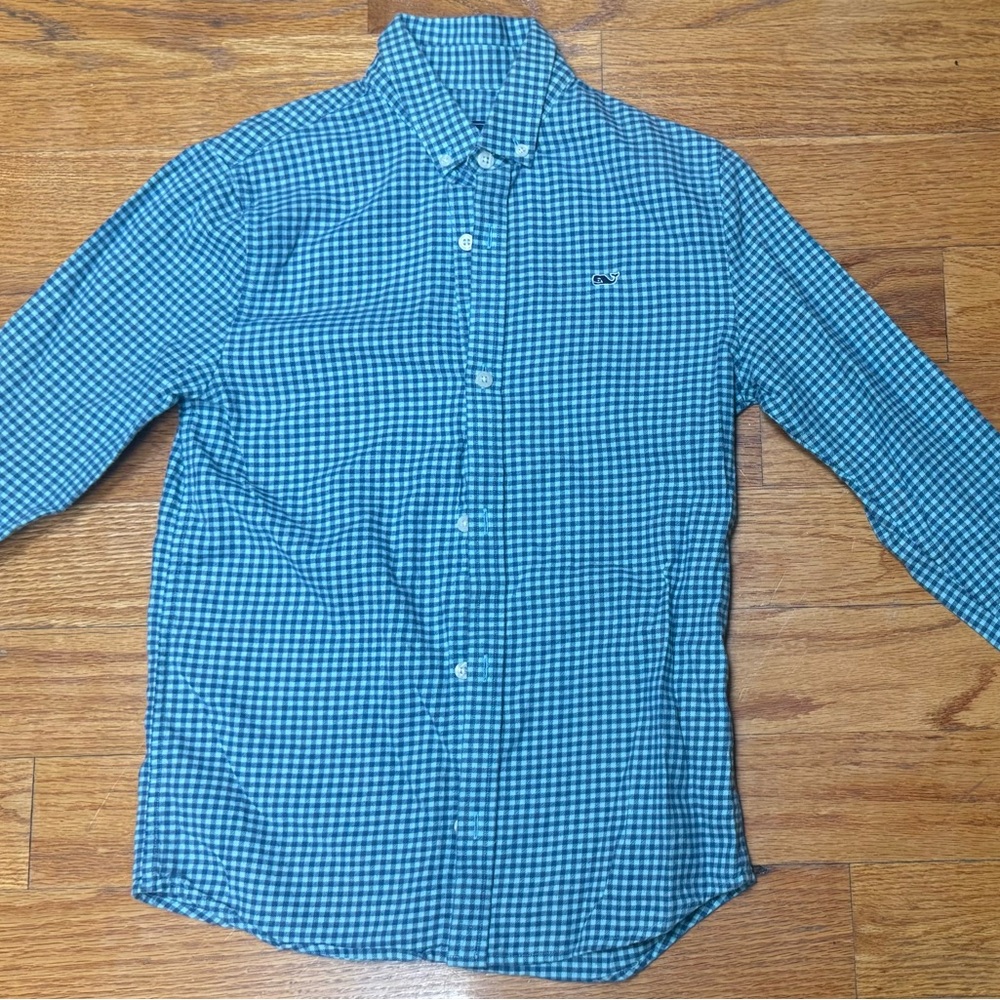 💜Vineyard Vines Blue Gingham Casual Button Down Shirt